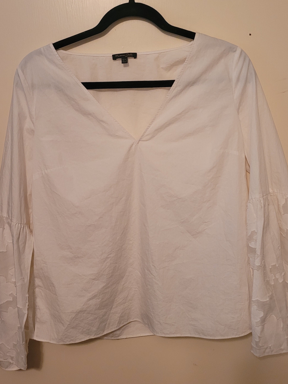 Massimo Dutti Women's blouse Long Bell Sleeve Size 8 silk Blended Fabric